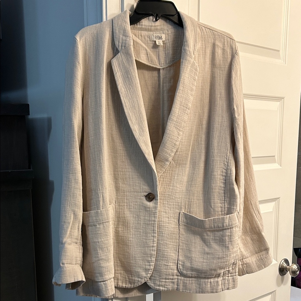 a.n.a Women's Light Tan Textured Blazer